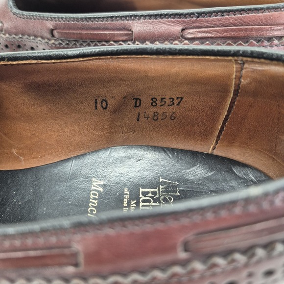 ALLEN EDMONDS Manchester 8537 Burgundy Leather WingTip Tassel Loafer Size 10 - Picture 10 of 10